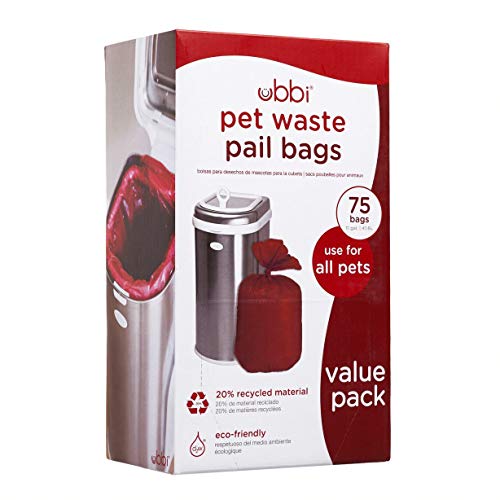 Ubbi Pet Waste Pail Bags, Cat Litter Box Cleaning Solution, 75 Count Value Pack