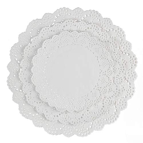 HAKSEN 108 PCS Paper Lace Doilies Combo, Pack 36 Each 6.5', 8.5', 10.5',Baked, Grilled, Fried Food,Tableware Decoration