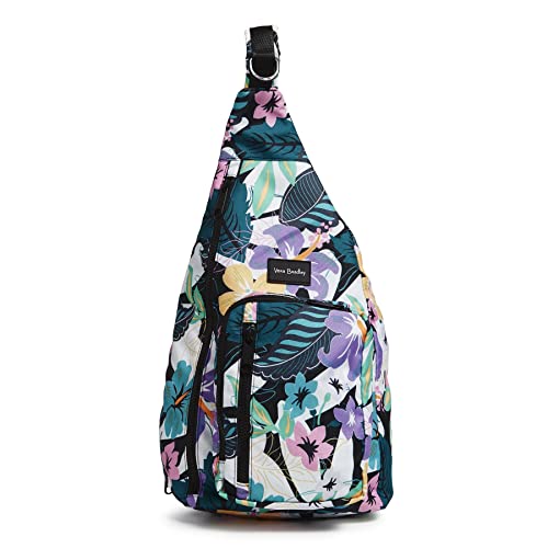 Vera Bradley Women's Recycled Lighten Up Reactive Sling Backpack, Island Floral, One Size