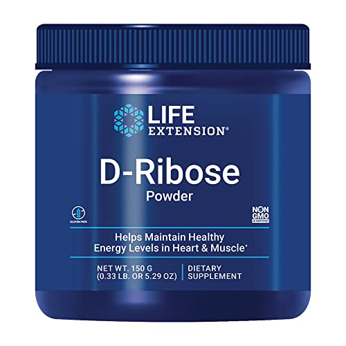 Life Extension D-Ribose Powder - For Energy Management & Heart - Muscle Health Supplement After Exercise - Vegetarian, Gluten-Free, Non-GMO - 150g (30 Servings)