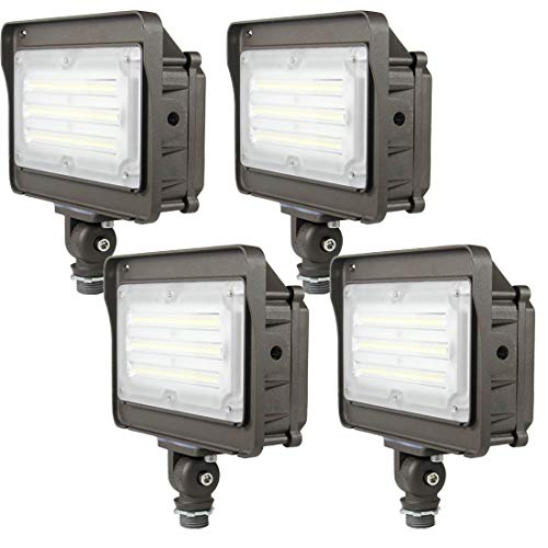 kadision LED Flood Light 50W, Dusk-to-Dawn Photocell, 5000K 6500lm 100-277Vac, 180-degree Adjustable Knuckle, Waterproof Outdoor Security Lighting Fixtures, ETL Listed (4-Pack)