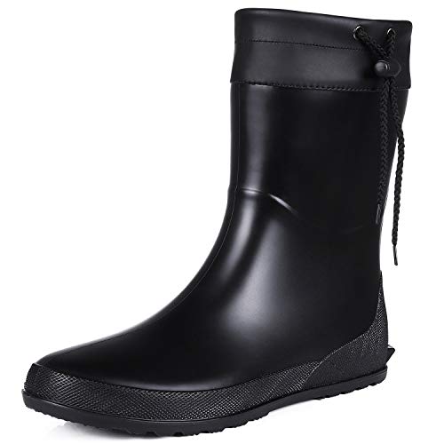 Asgard Women's Mid Calf Rain Boots Ultra Lightweight Portable Gardening Boots Ultra Black 39