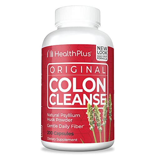 Health Plus Colon Cleanse Digestive Support | All Natural Daily Fiber for Toxin Elimination To Reduce Bloating | Supports Heart Health | 200 Capsules, 33 Servings