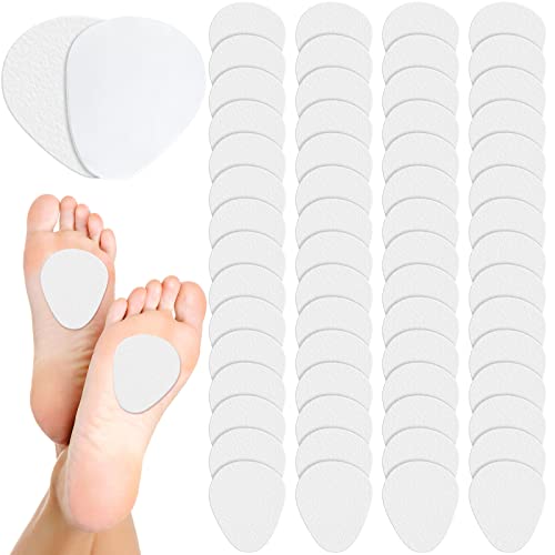 Jiuguva 60 Pack Metatarsal Foot Pads 0.25 Inch Thick Ball of Foot Cushions Adhesive Metatarsal Pads Soft Metatarsal Felt Pads for Women and Men Forefoot Support Pain Relief (White)