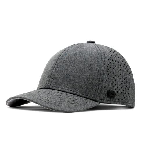 melin A-Game Hydro, Men’s Performance Snapback Hats, Water-Resistant Fitted Baseball Caps for Men & Women, Golf, Running, or Workout Hat, Heather Charcoal, Medium-Large