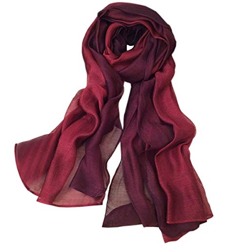 SNUG STAR Cotton Silk Scarf Elegant Soft Wraps Color Shade Scarves for Women (Wine red)