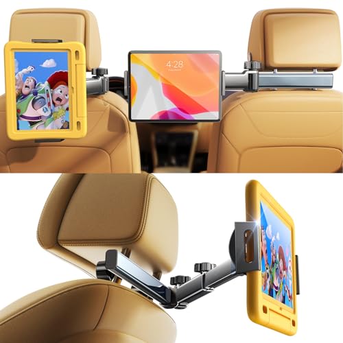 LISEN Tablet Holder for Car Headrest iPad Car Holder Back Seat, [Extension Arm] 2024 Tablet iPad Holder Road Trip Essentials for Kids Car Accessories 4.7-11' Tablet iPad Pro, Air, Mini, Galaxy, Fire