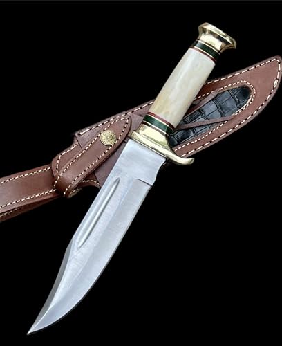 Custom Handmade D2 Steel 12.5 Inches Hunting Knife - Perfect Grip Bone Handle with Brass fitting