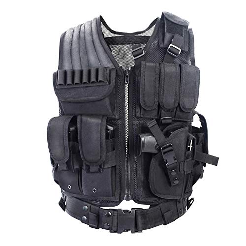 vAv YAKEDA Tactical Vest Outdoor Ultra-Light Breathable Training Airsoft Vest Adjustable for Adults (US, Alpha, One Size, Regular, Regular, Black)