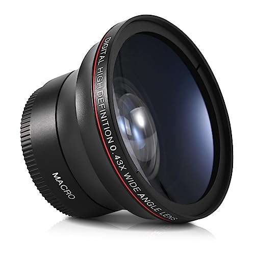 Lightdow 49MM 0.43x Add-on HD Lens High Defination Wide Angle + Macro Part for Canon EOS M M2 M3 M5 M6 M10 M50 M100 M200, M6 Mark II, M50 Mark II Mirrorless Cameras (φ49mm)