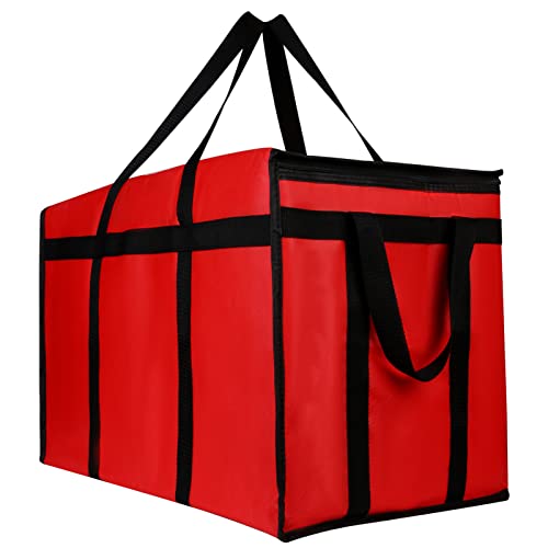 Extra large XXXL Insulated Food Delivery Bag Cooler Bags Keep Food Warm Catering Therma Catering Bag for doordash 22x14x13 Cooler Bags Therma Shopper hot XXXL warming RED Pizza 22w x 14 l x 13d