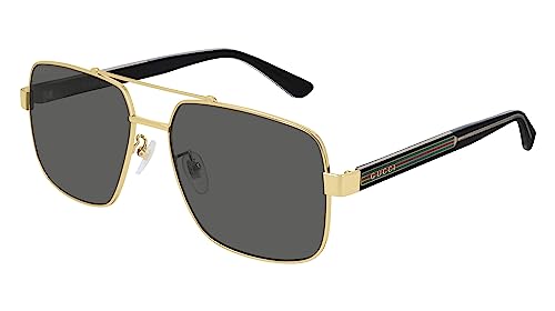 Gucci GG0529S-001-60 Rectangular Sunglasses, Gold-Black, 60