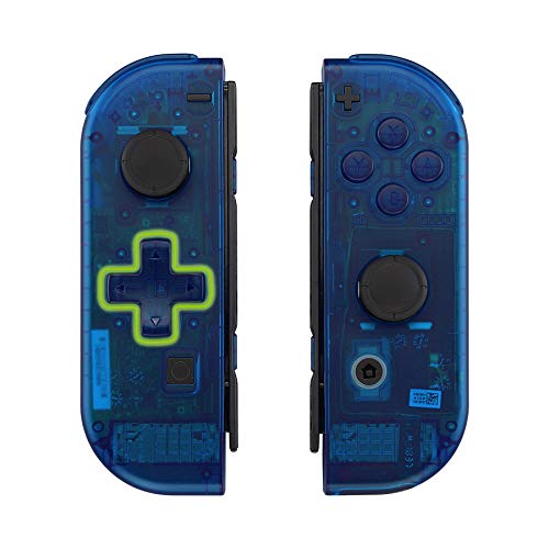 eXtremeRate Transparent Clear Blue Joycon Handheld Controller Housing (D-Pad Version) w/Full Buttons, DIY Replacement Shell Case for Nintendo Switch & Switch OLED Joy-Con – Console Shell NOT Included