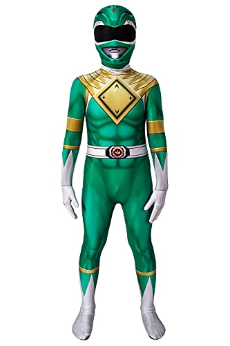 CEMDER Superhero Kids Costume Halloween Cosplay Bodysuit Green Zentai Dress Up Jumpsuit, 130