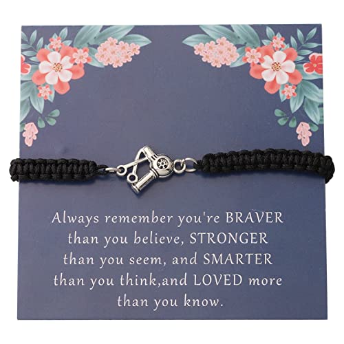 KUIYAI Hairstylist Gift Hairdresser Gift You are Braver Stronger Smarter Than You Think Bracelet Future Hairdresser Gift Hair Dryer Jewelry (HairDryerBrace-blk)