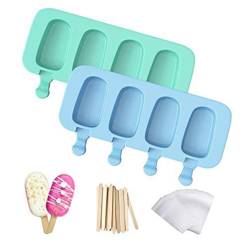 Popsicles Molds, Ozera 2 Pack Homemade Cake Pop Molds, Reusable Silicone Popcical Molds Maker Ice Pop Cream Molds Cakesicle Molds with 50 Wooden Sticks & 50 Popsicle Bags
