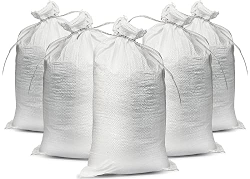 Empty White Sandbags with Ties (Bundle of 10) 14' x 26' - Woven Polypropylene Sand bags, Sandbags for Hurricane Flooding, Sand Bags Flood Protection