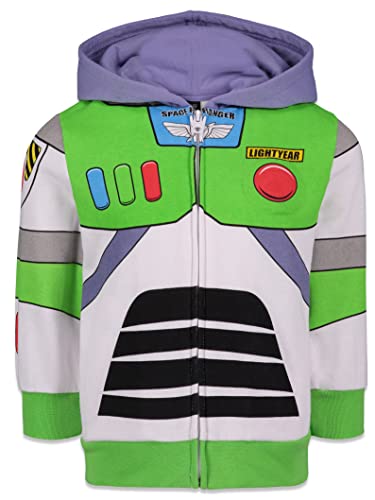 Disney Pixar Toy Story Buzz Lightyear Toddler Boys Fleece Zip Up Hoodie Green 5T