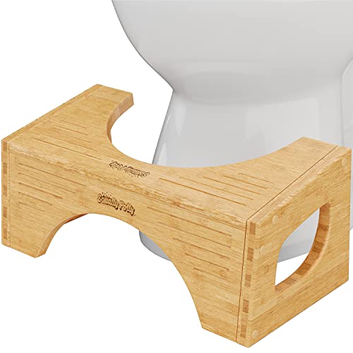 Squatty Potty The Original Toilet Stool - Bamboo Flip, 7' and 9' Adjustable Heights, Brown - Improve Bathroom Posture and Comfort