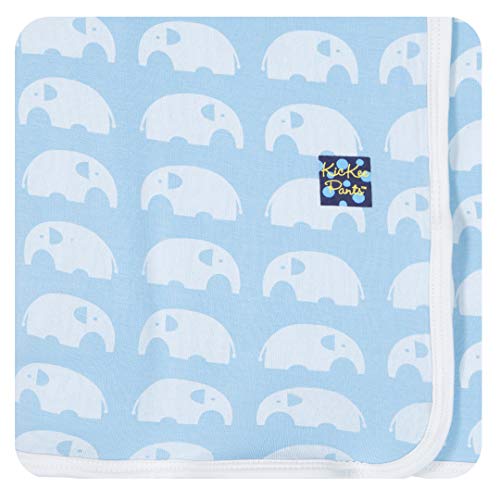 KicKee Pants Print Swaddle Blankets, Made from Viscose from Fabric Making it a Silky Soft Baby Blanket, Security Blanket, Dreamy Swaddle Wrap (Pond Elephant - One Size)