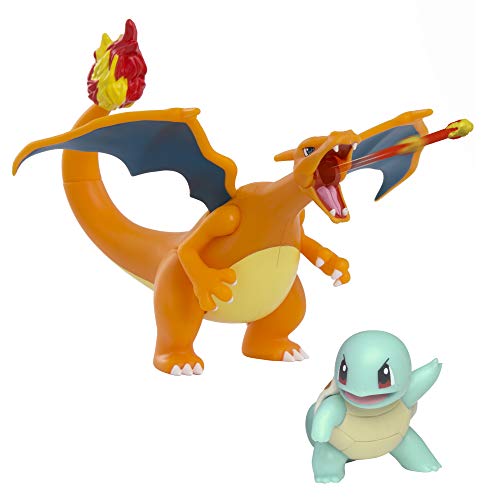 Pokémon Fire and Water Battle Pack - Includes 4.5 Inch Flame Action Charizard and 2' Squirtle Action Figures - Amazon Exclsuive