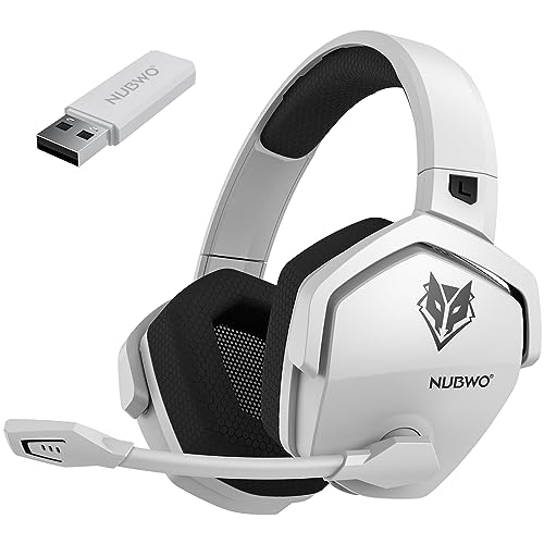 NUBWO G06 Dual Wireless Gaming Headset with Microphone for PS5, PS4, PC, Mobile, Switch: 2.4GHz Wireless + Bluetooth - 100 Hr Battery - 50mm Drivers - White