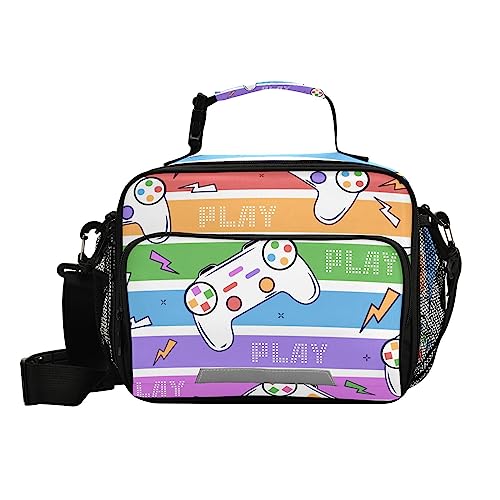 VIGTRO Game Controller Console Lunch Bag, Insulated Leakproof Lunch Box with Adjustable Shoulder Strap, Joystick Gamepad Reusable Cooler Tote Bag for Work,Office,Picnic,Travel