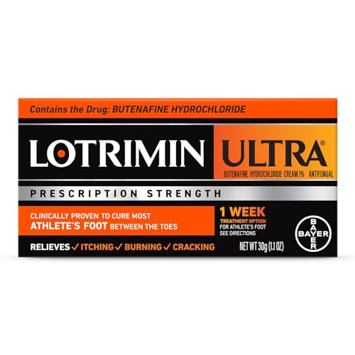 Lotrimin Ultra 1 Week Athlete's Foot Treatment - Antifungal Cream with Butenafine Hydrochloride 1% for Rapid Relief from Ringworm and Foot, 1.1 Ounce (30 Grams) (Packaging May Vary)
