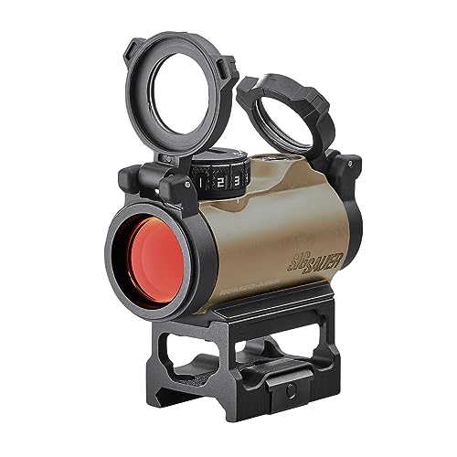 SIG SAUER Romeo-MSR 1x20mm 2 MOA Red Dot Sight | Durable Waterproof Lightweight Ultra-Compact Gun Sight with Flip-Back Lens Covers, FDE