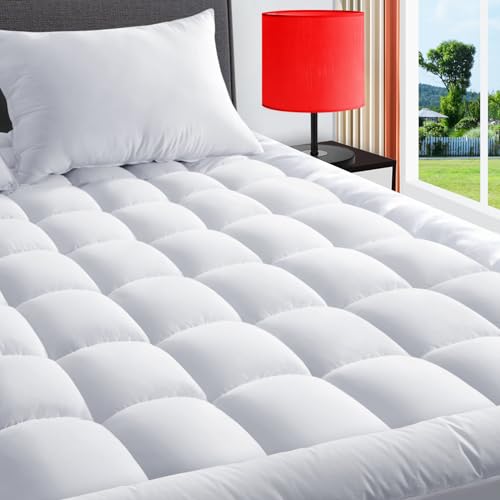 TEXARTIST Queen Mattress Pad Cover Cooling Mattress Topper Pillow Top Mattress Cover Quilted Fitted Mattress Protector with 8-21 Inch Deep Pocket