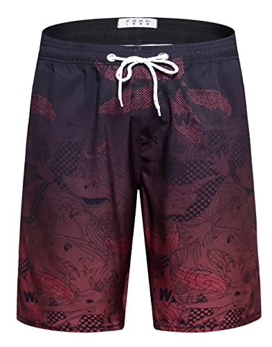 APTRO Men's Swim Trunks Quick Dry Bathing Suit 9' Big & Tall Board Shorts Swimsuit #HWP023 Red L