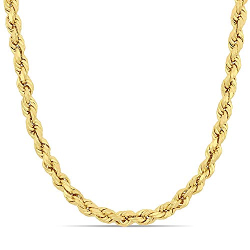 Abbie+Cleo 14K Real Gold Rope Chain Necklace for Men and Women - Cadena de Oro para Hombres y Mujeres - (14k - 5mm - 18 Inch)