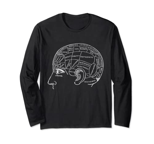 Phrenology Chart Head T-Shirt Psychology Psychiatry Science Long Sleeve T-Shirt