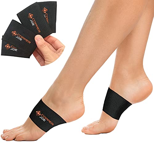 Copper Joe 4 Pack Foot Arch Support Compression Sleeves - Plantar Fasciitis Relief, Foot Support for Pain and Plantar Fasciitis Brace - Copper Arch Support and Plantar Fasciitis Foot Support