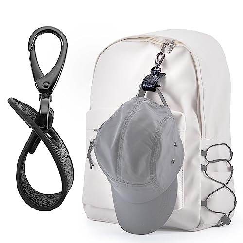 BAREFOOT CARIBOU Hat Clip for Travel, Mouse Ear Holder for Backpack, Bag and Purse, Hands-Free Clip-on Holder Strap for Baseball, Snapback, Ponytail Caps and Mouse Ears(Black)