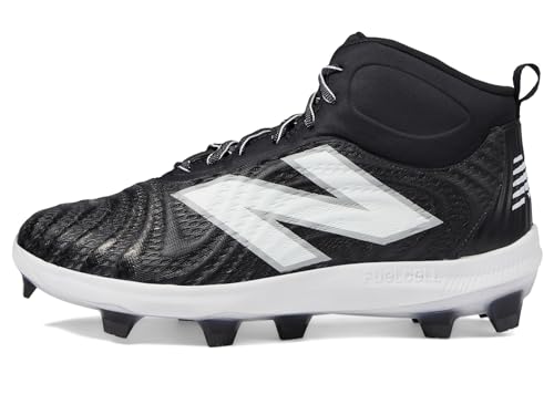 New Balance Men's FuelCell 4040 V7 Mid-Molded Baseball Shoe, Black/Optic White, 10