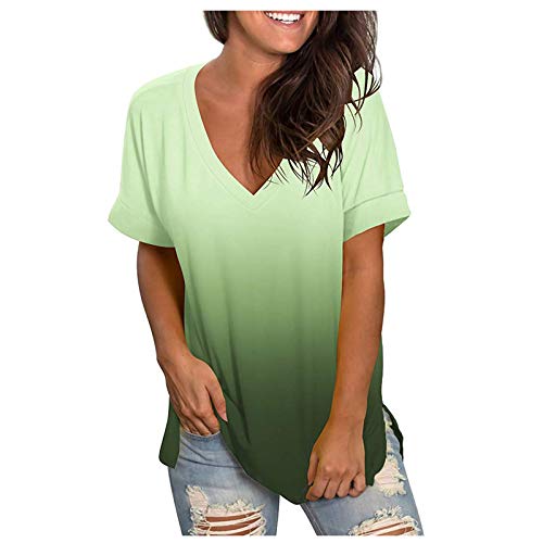 Sequin Tops for Women Tshirts for Women Summer V Neck T Shirts Women Women's Linen Blouses Strawberry Shortcake Shirt Workout Tops Matching Couples Shirts Womens Summer Tops Green L