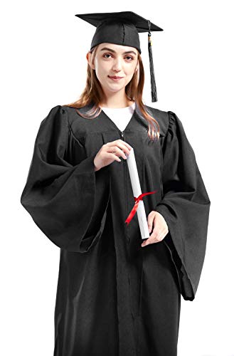 Graduation Cap Gown 2024 Year Charm for College High School Graduates 51' (Fit 5'6'~5'8') Black