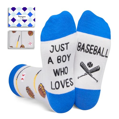 HAPPYPOP Baseball Gifts For Kids Boys 7-10 Years Gifts For Baseball Players Lovers, Funny Cool Novelty Kids Boys Baseball Socks