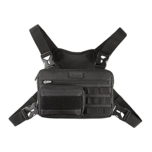 Fitdom Tactical Inspired Sports Utility Chest Pack. Chest Bag For Men With Built-In Phone Holder. This EDC Rig Pouch Vest is Perfect For Workouts, Cycling & Hiking