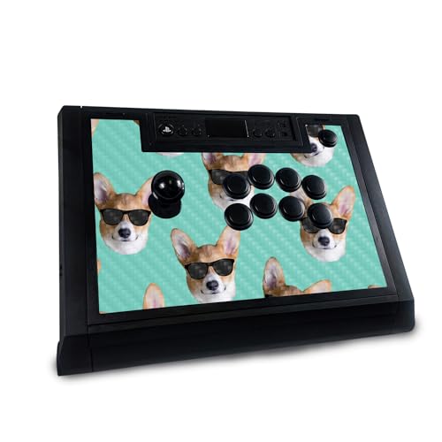 Carbon Fiber Gaming Skin Compatible with Hori Fighting Stick Alpha (PS5, PS4, PC) - Cool Corgi - Premium 3M Vinyl Protective Wrap Decal Cover - Easy to Apply | Crafted in The USA by MightySkins