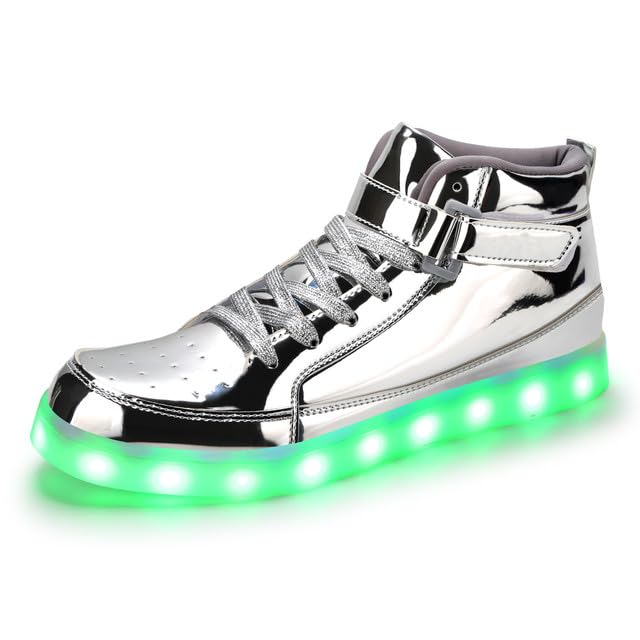 Padgene Women's Men's LED Lights Up Shoes Unisex High Top Luminous Flashing Trainers USB Charging Lace Up Couples Dancing Shoes