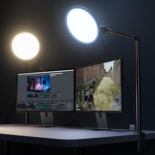Weilisi 10.2' Desk Ring Light with Stand for Zoom Meetings, Ring Light for Desk with Clamp, 360° Rotate & Flexible Height Video Conference Light, Adjust Arm Desk Lamp Zoom Light for Home Office