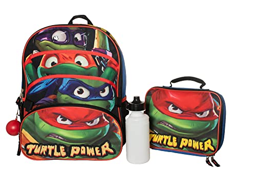 AI ACCESSORY INNOVATIONS Teenage Mutant Ninja Turtles 4 Piece Backpack Set, Kids 16' School Bag with Front Zip Pocket, TMNT Travel Bag