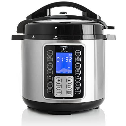 Moss & Stone Electric Pressure Cooker with Large LCD Display, Multi-Use 6 Quart Electric Pot, 14 in 1 Slow Cooker, Rice Cooker, Steamer Maker, Sauté, Yogurt Maker, Egg Cooker, Warmer & More