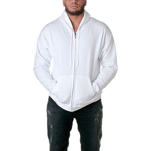 Hanes mens Full-zip Eco-smart Hoodie Hoody, White, Large US