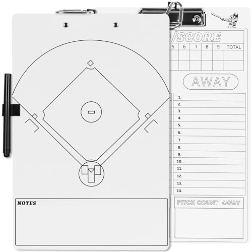 HIGHRAZON Baseball Coaches Clipboard, 1PC White Double-Sided Dry Erase Coach Clipboard, Softball Whiteboard for Coaches, Lineup White Board with Marker for Coaches Gift