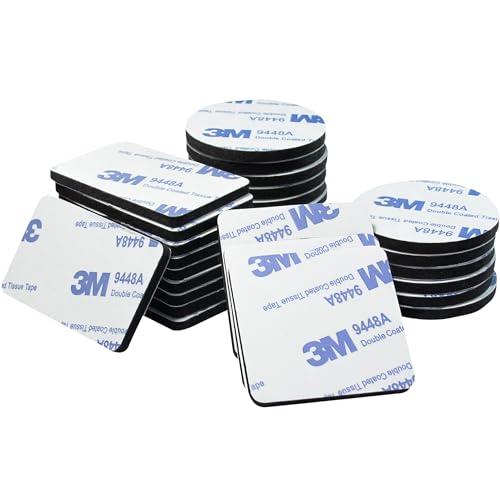 HASSAO Double Sided Tape Heavy Duty, 60 pcs of Strong Pads, Super and Extra Sticky Adhesive Tape Include Square, Round & Rectangular Shape (Foam Thickness 3mm)