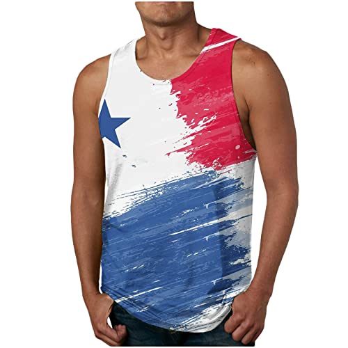 Zeiyignr 4th of July Shirts Men Muscle Tank Top Sleeveless USA Stars Stripes Bald Eagle Print Gym Workout American Flag Shirt