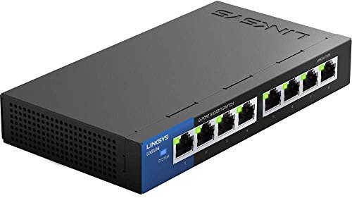 Linksys LGS108: 8-Port Business Desktop Gigabit Ethernet Unmanaged Switch, Computer Network, Wired Connection Speed up to 1,000 Mbps (Black, Blue)